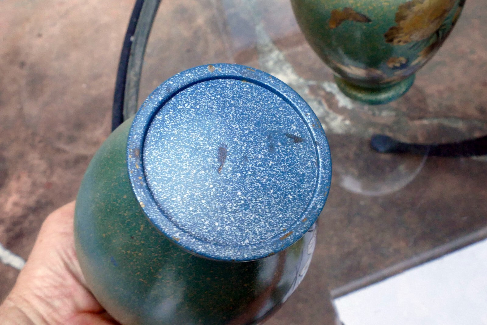 Pair Of Antique Japanese Brass Vases set of two mixed metal