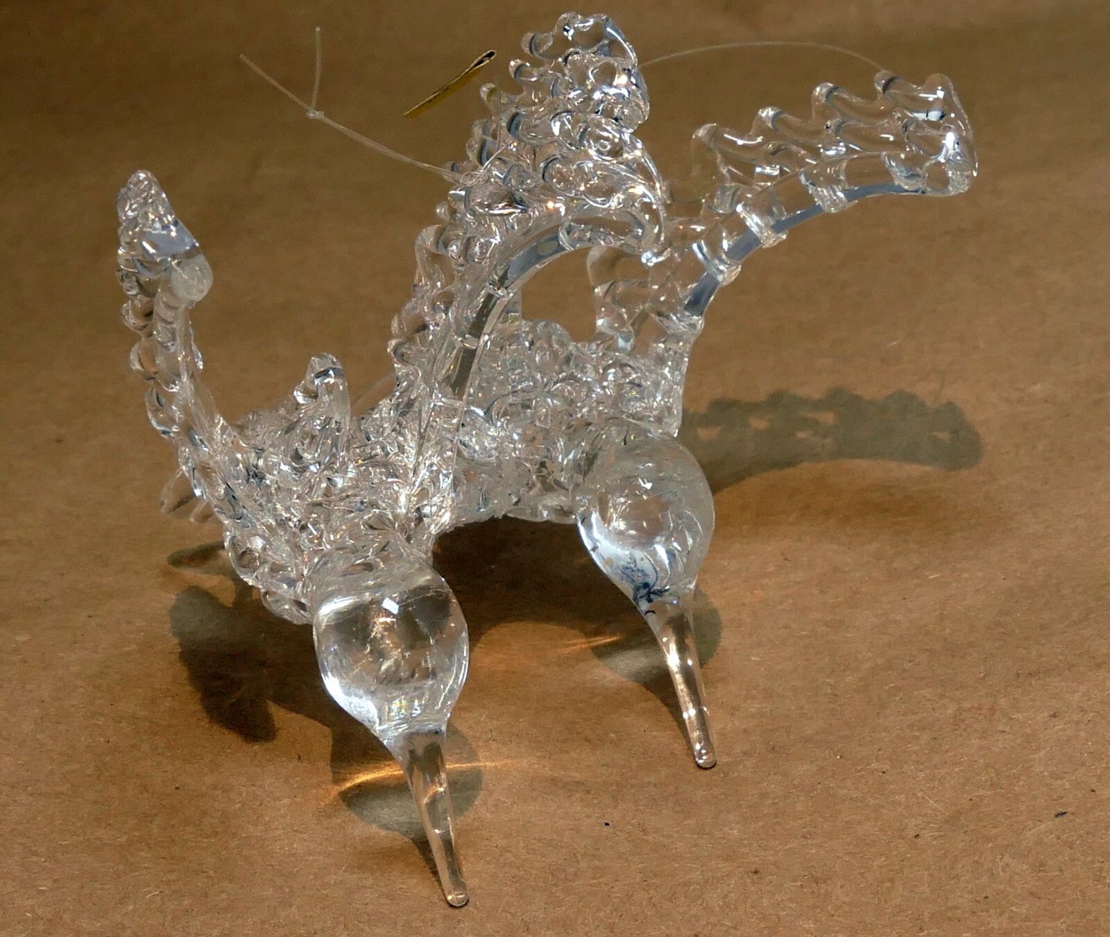 Hand blown spun glass hummingbirds vintage figurine colibri hanging