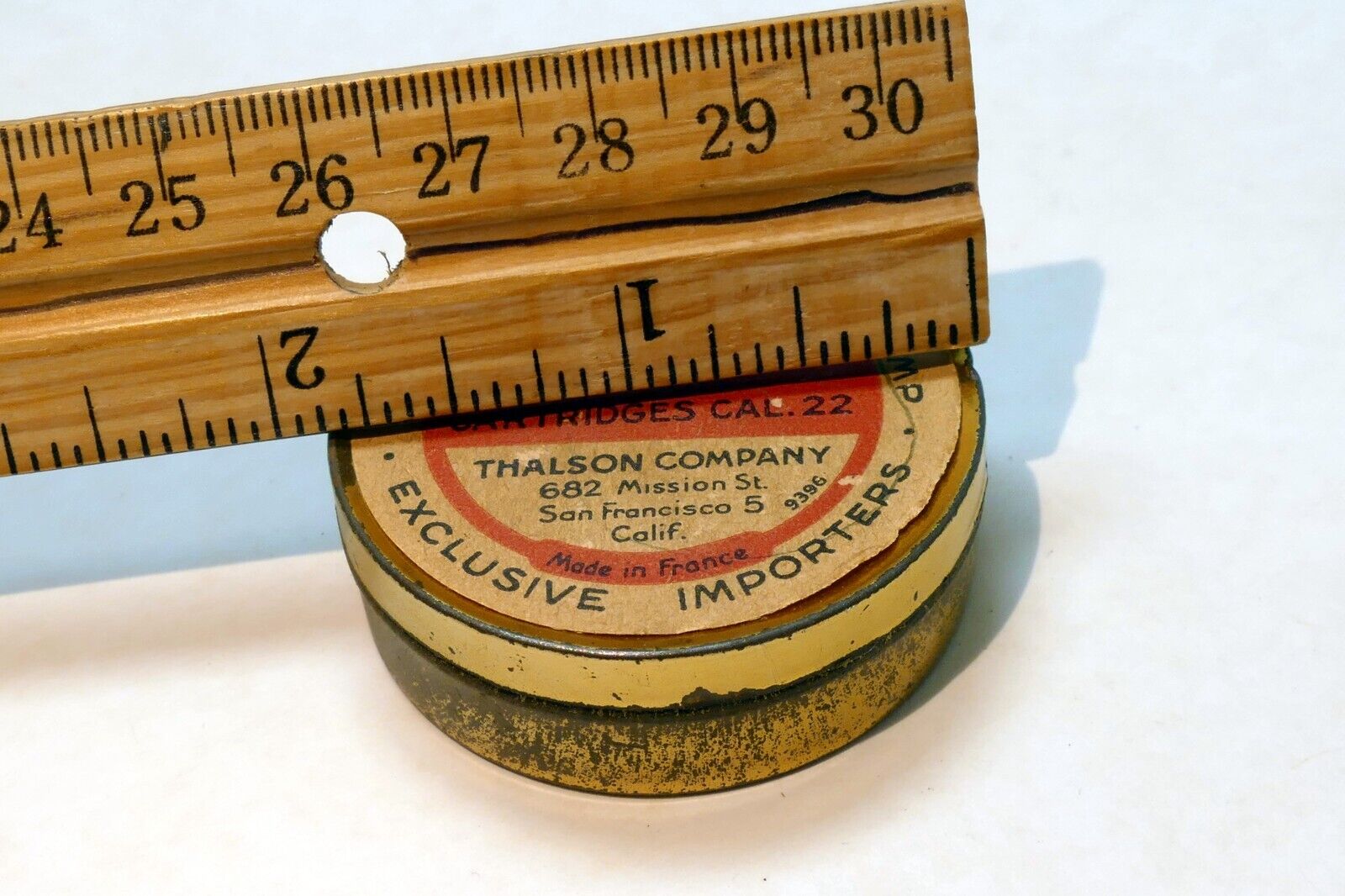 100 Thalson Blank Cartridges cal .22 0.22 mm antique empty tin San francisco CA
