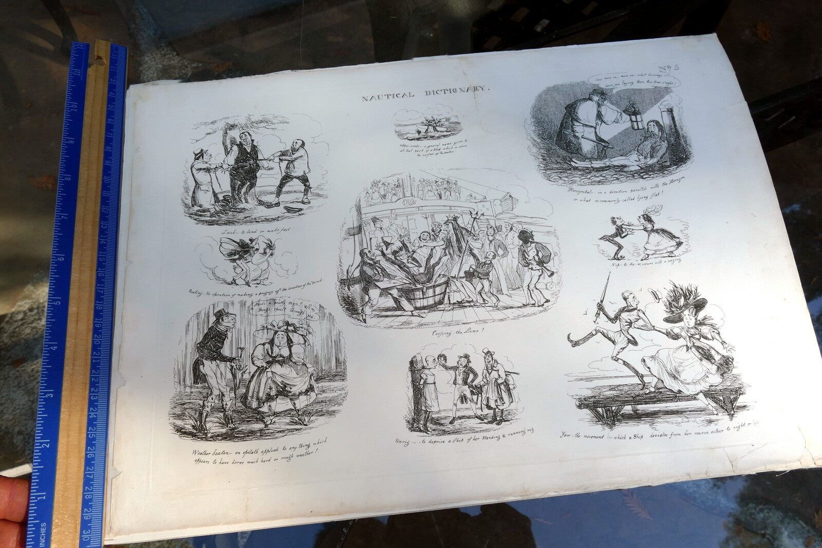 NAUTICAL DICTIONARY No 5 HENRY HEATH CARICATURE PRINT  1840 Victorian