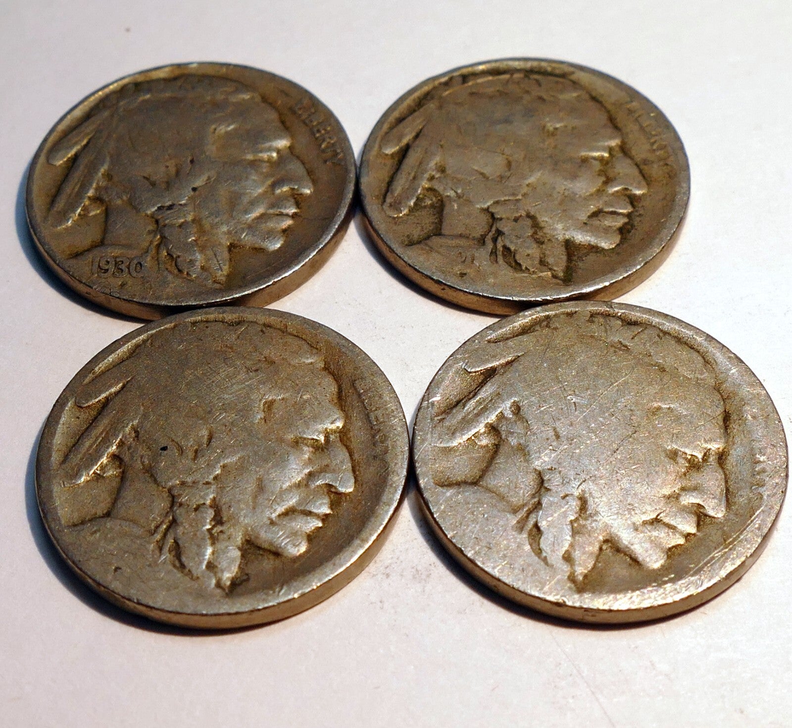 1930 us buffalo 5c five cent coin copper nickel lot of 4 pcs 4x