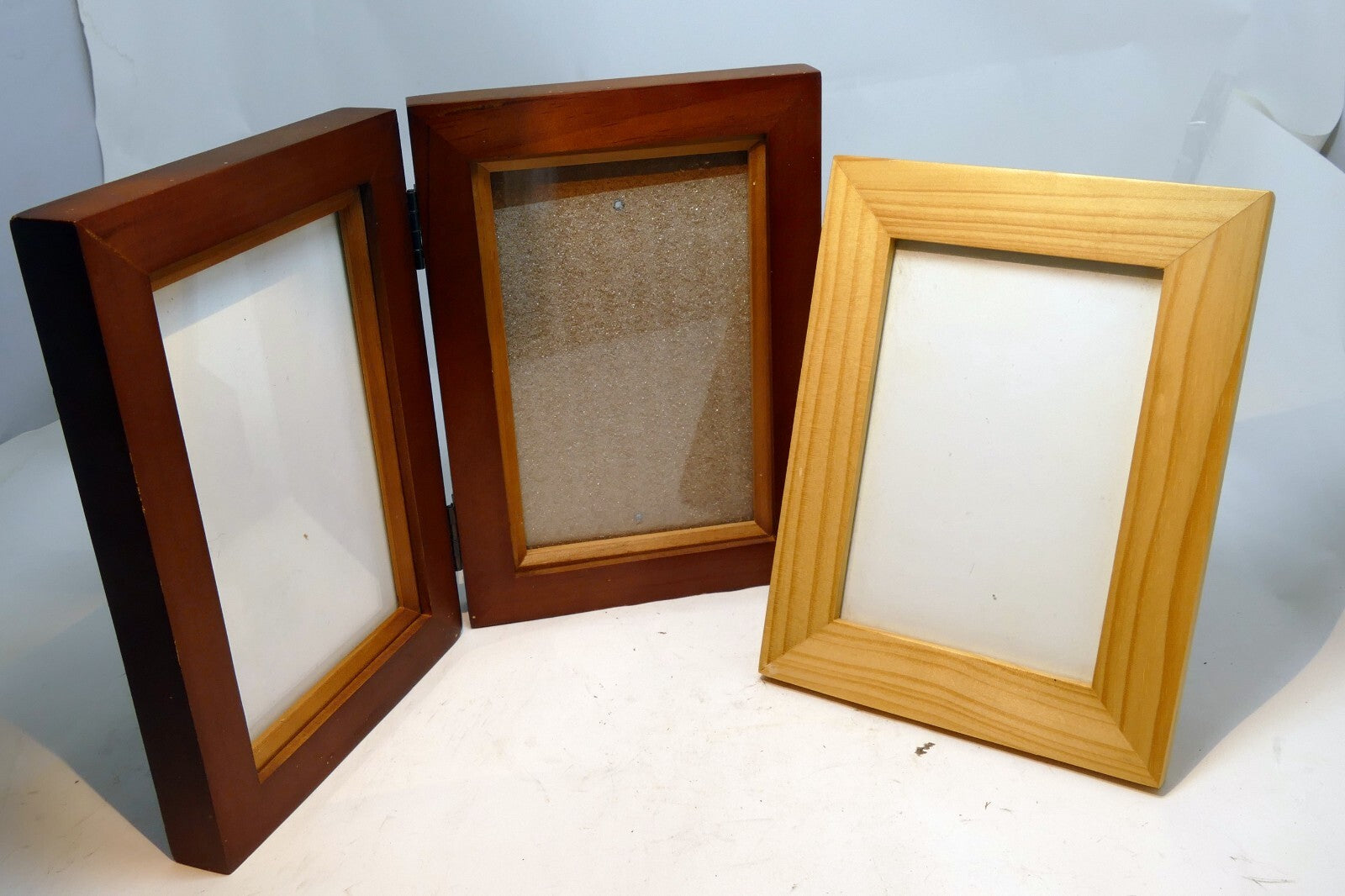 Lot of 2 pack picture frame solid wood vertical w/ glass 6"x4" 3.4x5"