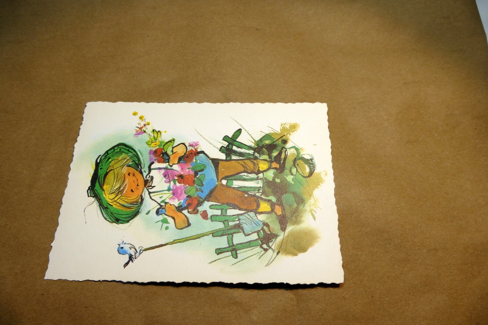 Adolf KORSCH VERLAG Postcard Munchen Boy with Flowers - Unposted Art