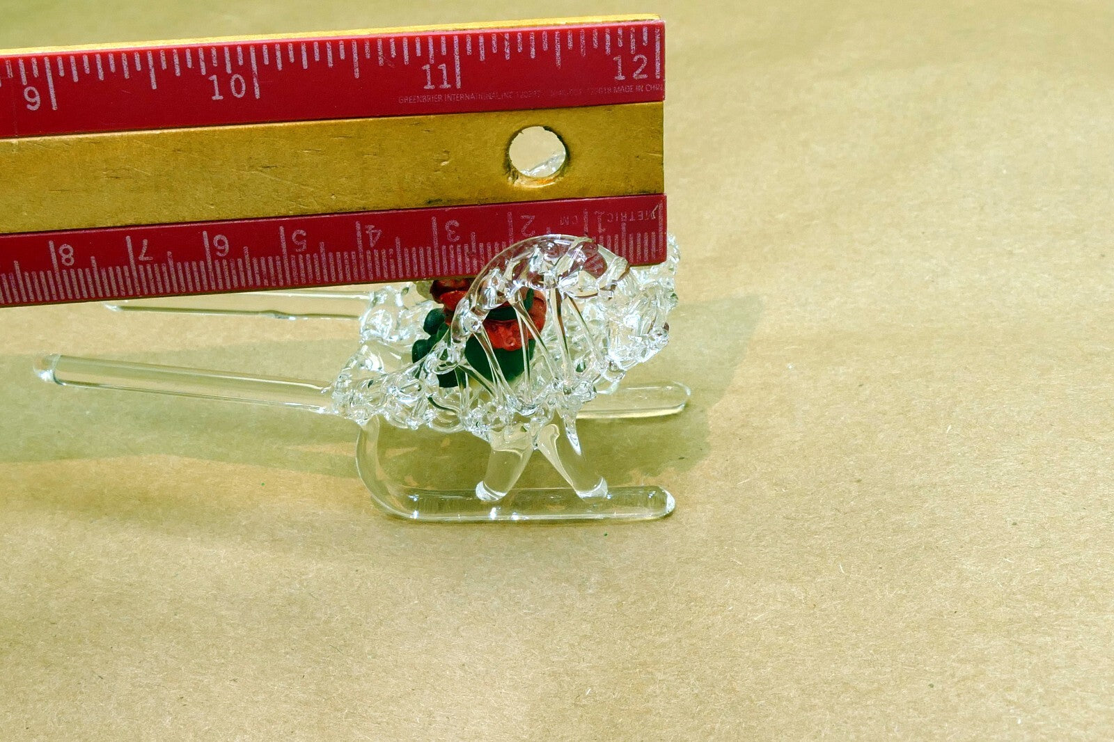 Spun Glass Crystal Christmas Ornament  Sled with Santa Claus (missing dear)