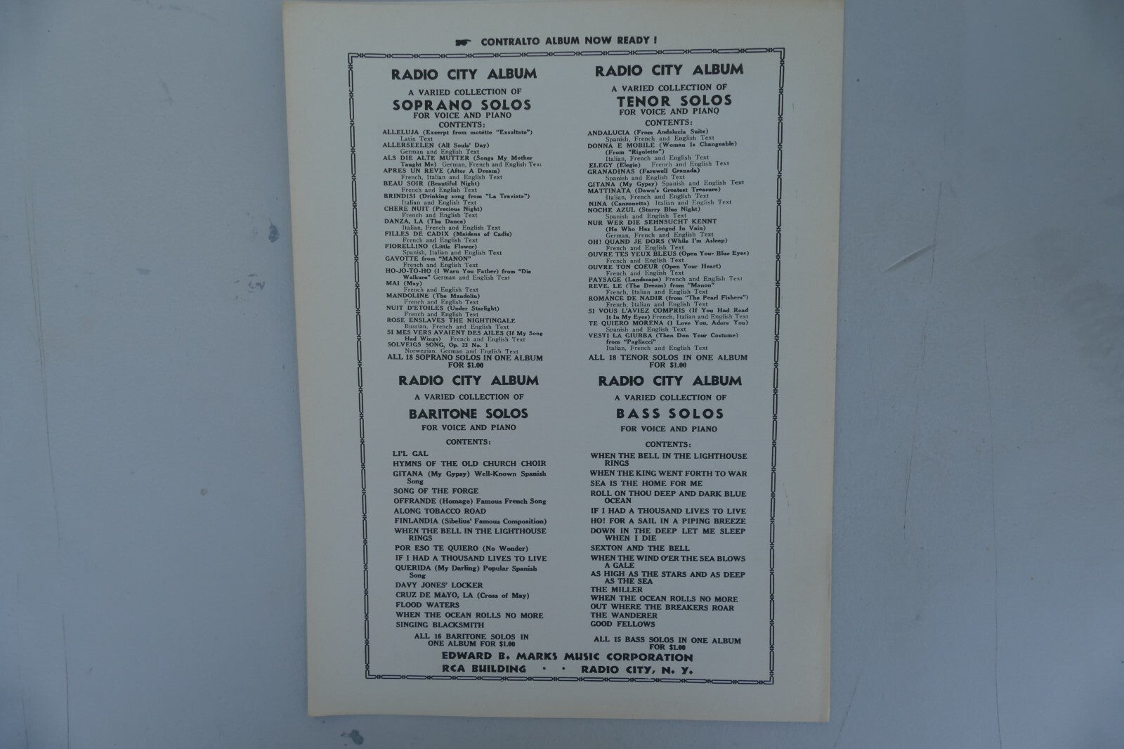 Our Finest Hour 1949 by Robert Stolz and Kathleen Egan Edward B. Marks Music Co.