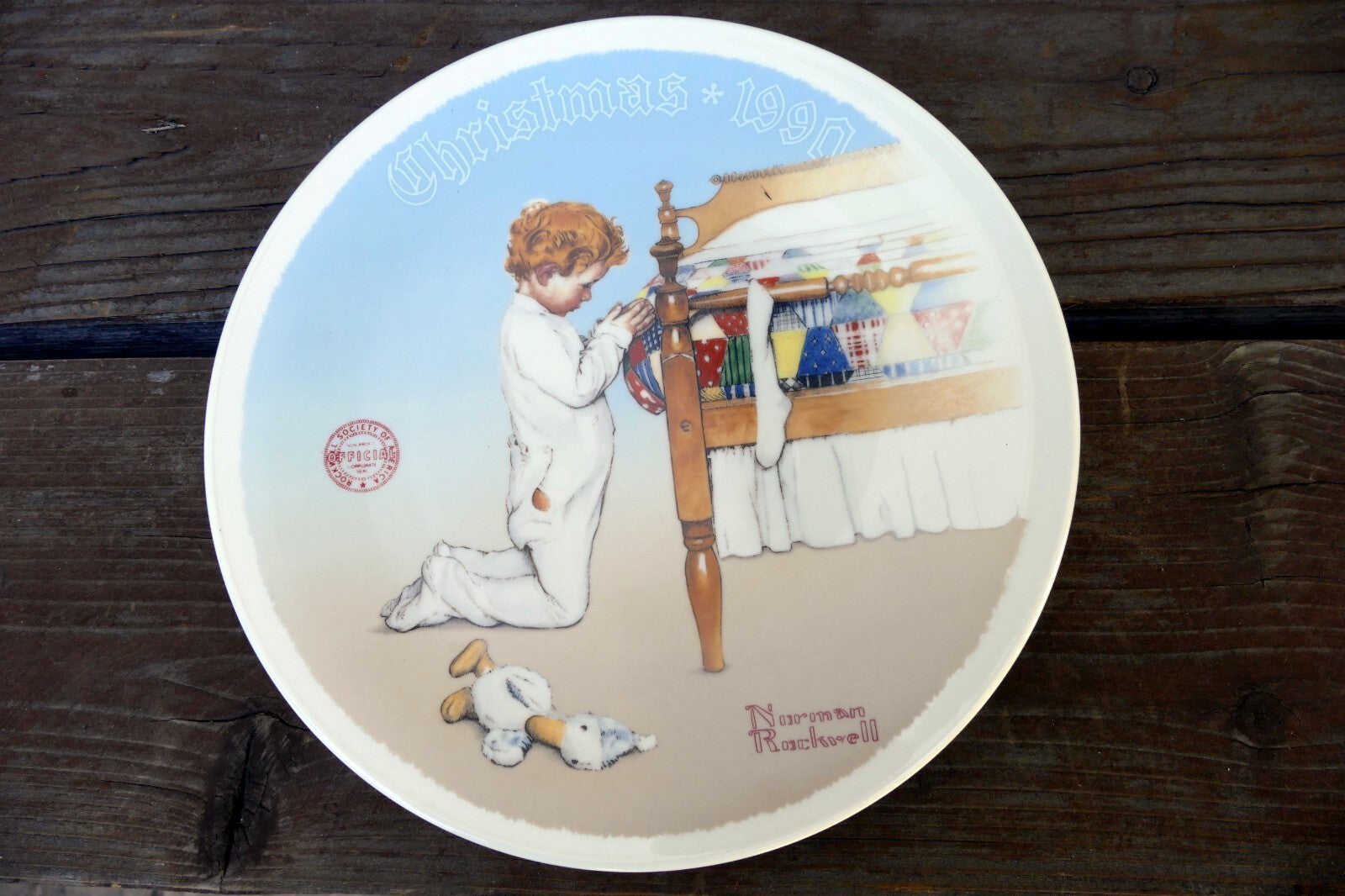 NORMAN ROCKWELL "A Christmas Prayer" Plate 1990 84-R70-1.17 Limited Edition