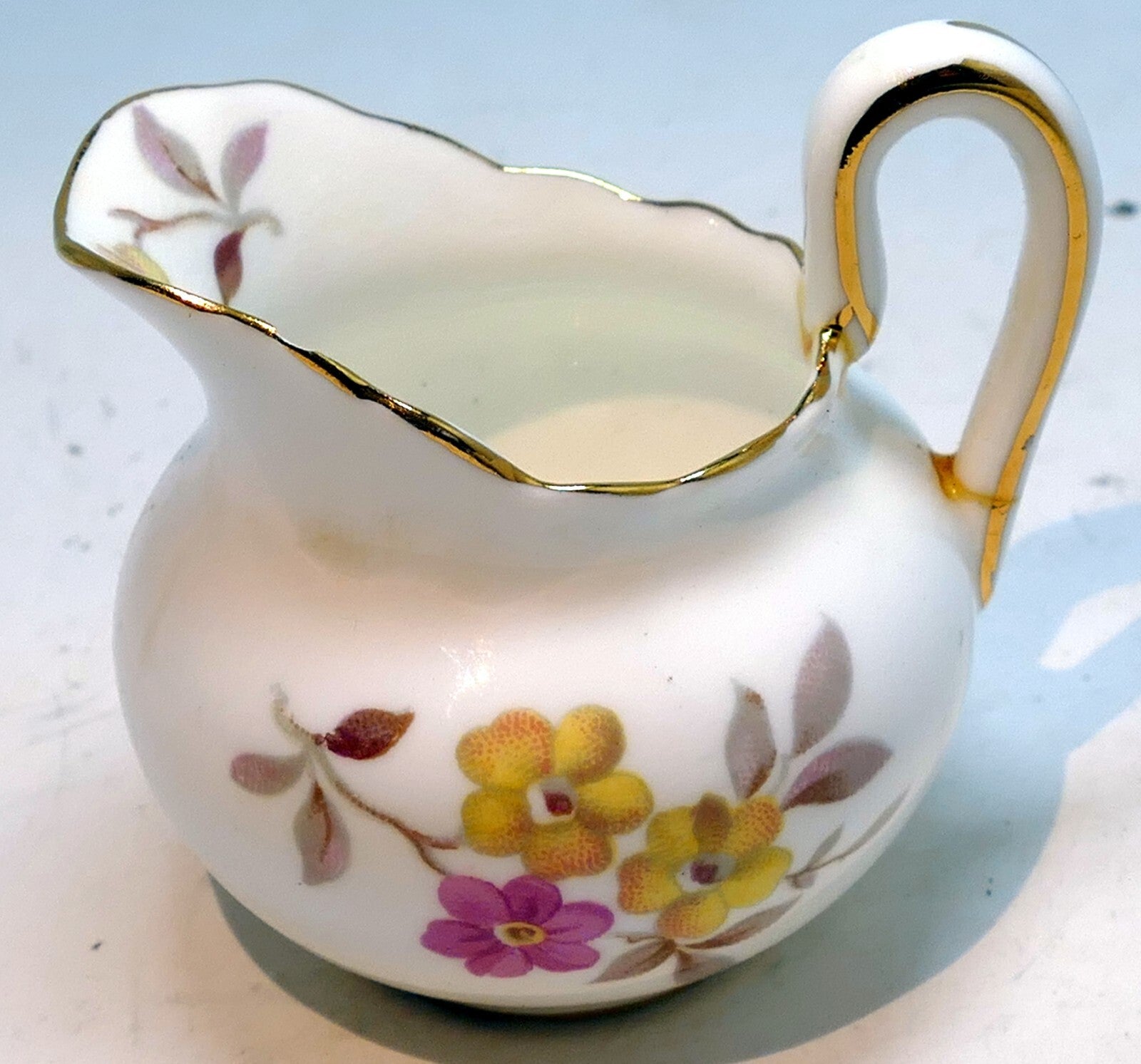 Vintage regency english bone china creamer black floral yellow pink