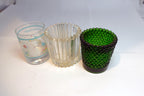 Set of 3 Glass Tealight Candle Holders 2" small beveled frosted Easter bunny