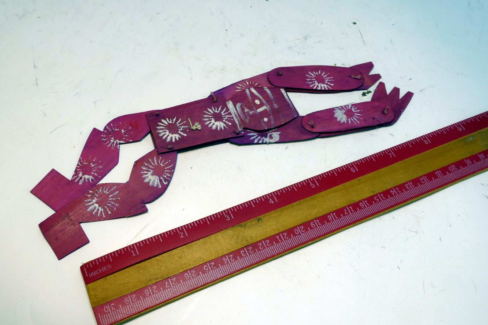 Primitive Hand Carved Painted Hinge Puppet Toy Man Made in India