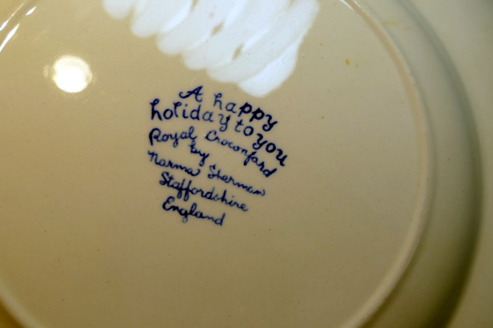 Royal Crownford 1980 A Happy Holiday to You Staffordshire England Norma Sherman