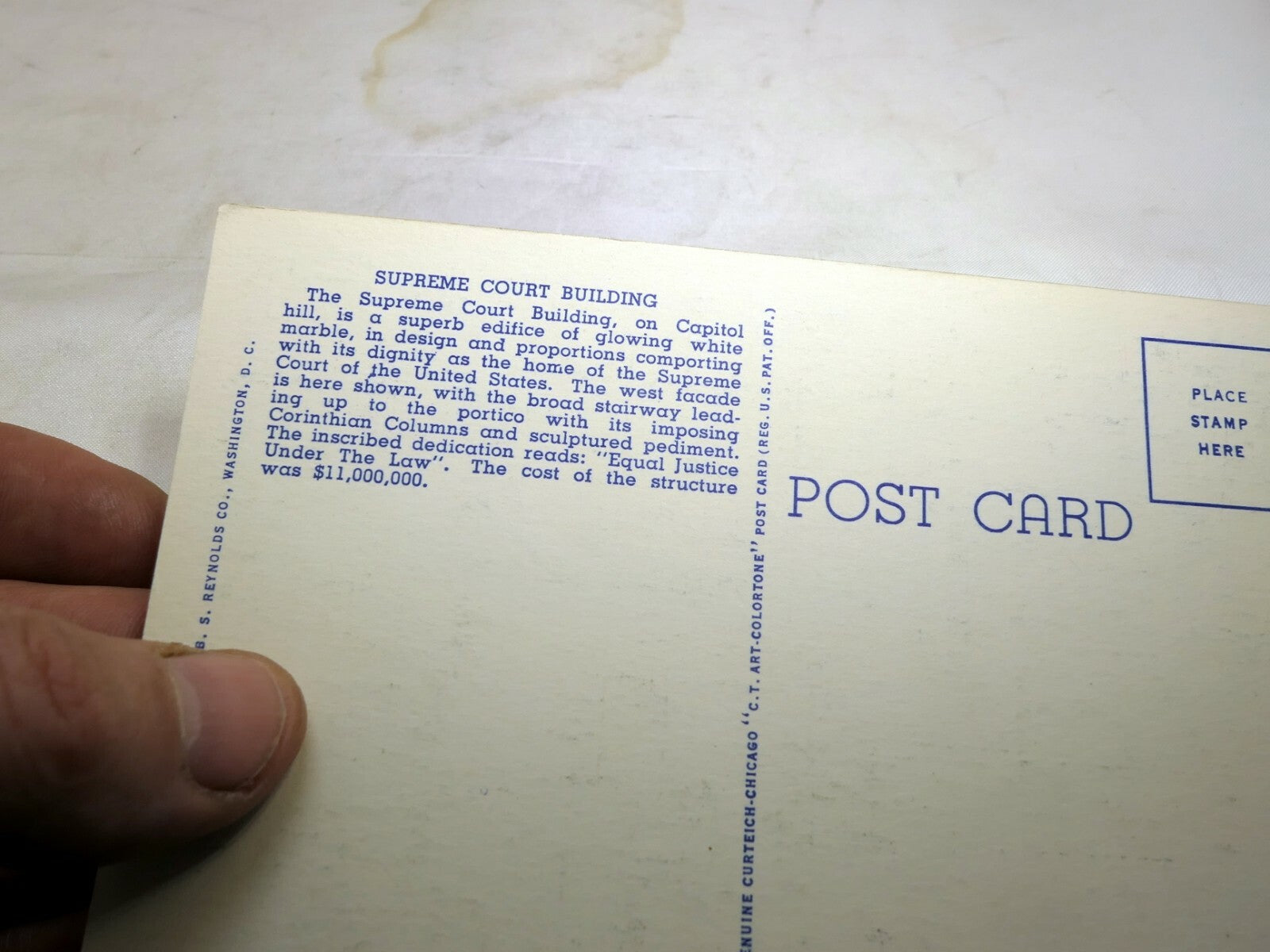 Post Card United States Supreme Court Washington DC Linen 1940's 147 US Capitol