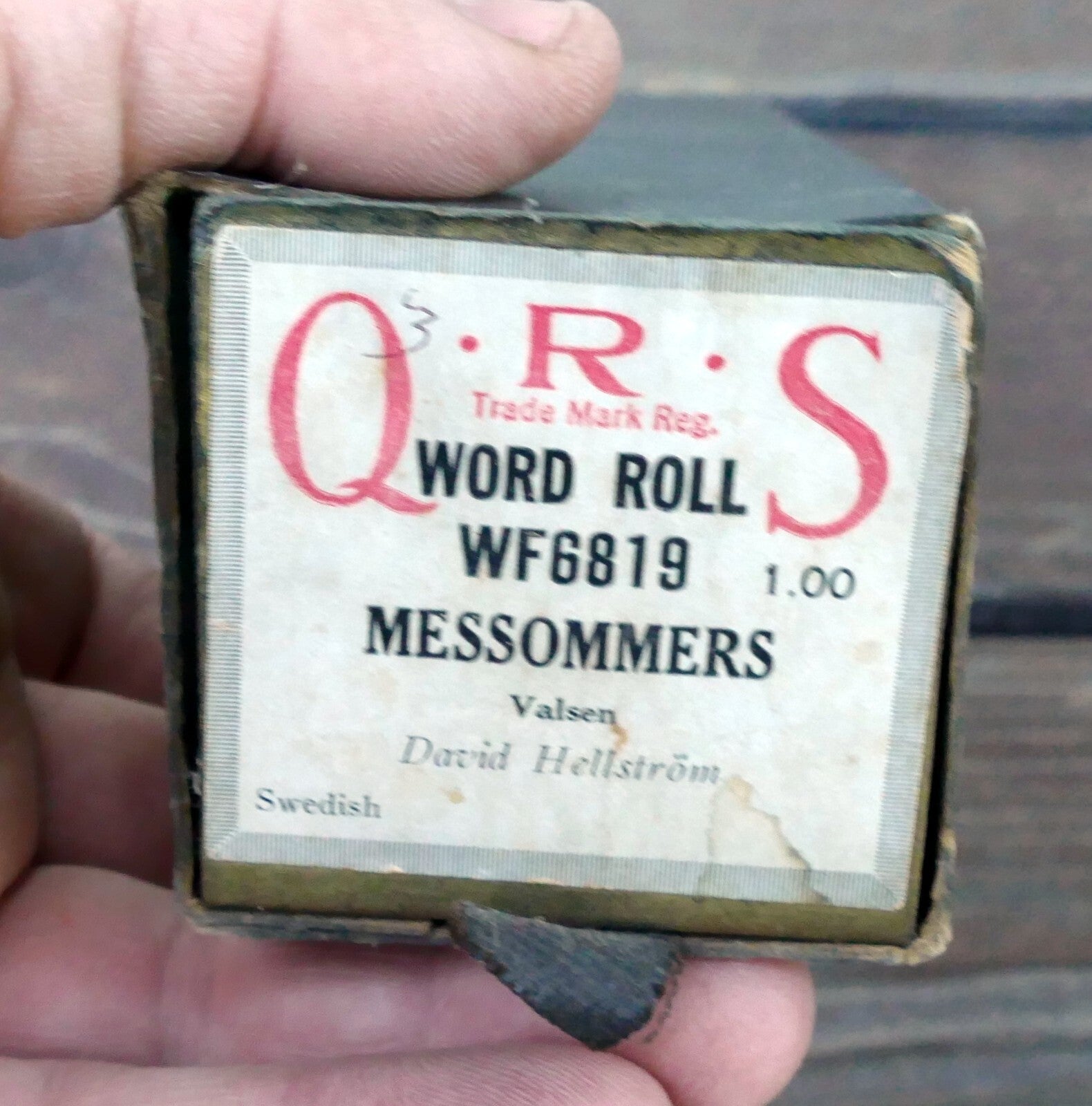 Qrs word roll wf6819 messommers valsen david hellstrom piano roll
