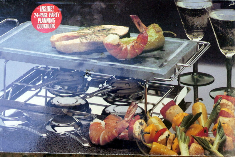 Metro stone tabletop grill black rock grill top with 2 alcohol burners warmers