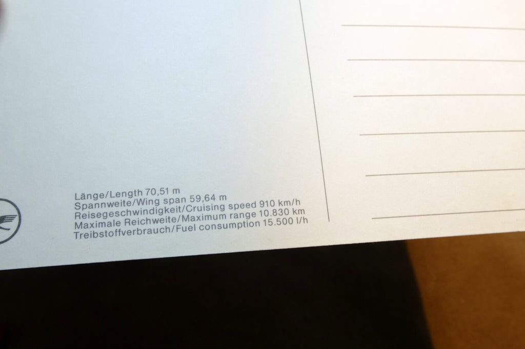 Lufthansa 747-200 Crane Logo Airlines Airplane Parked Blue Sky Postcard Unposted