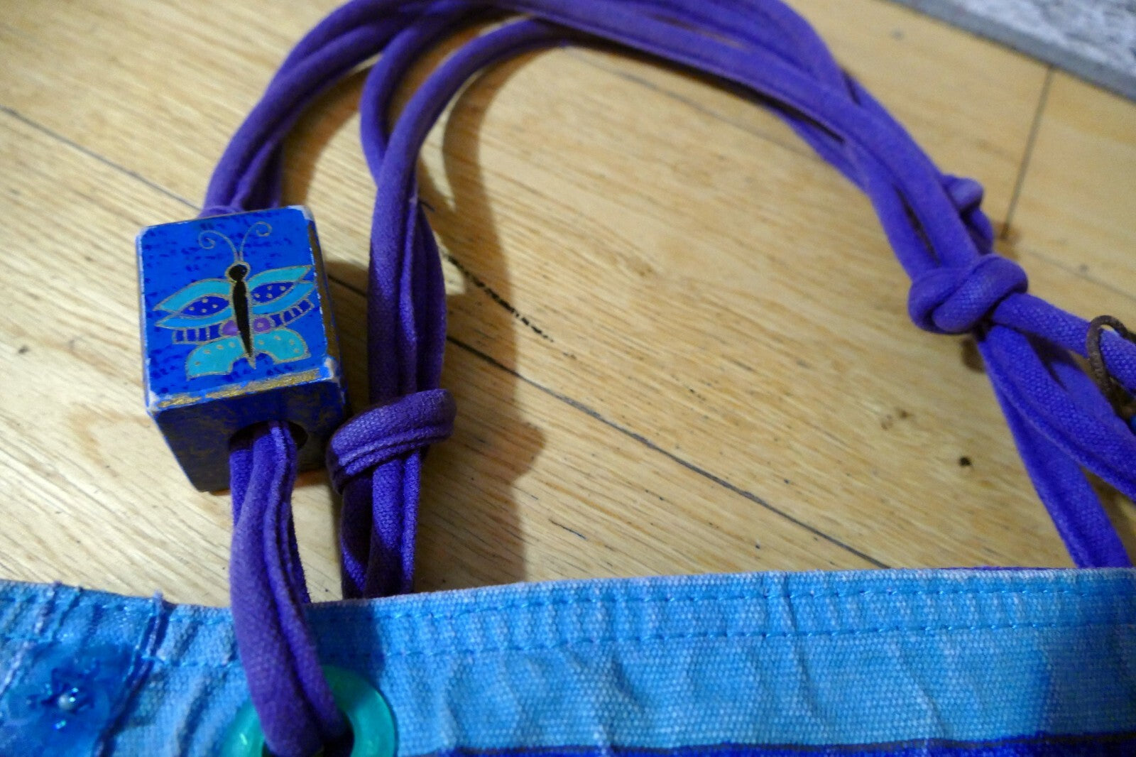 Laurel Burch Shoulder ZIPPER Top Feline Cat Friend metallic Blue Purple Handbag