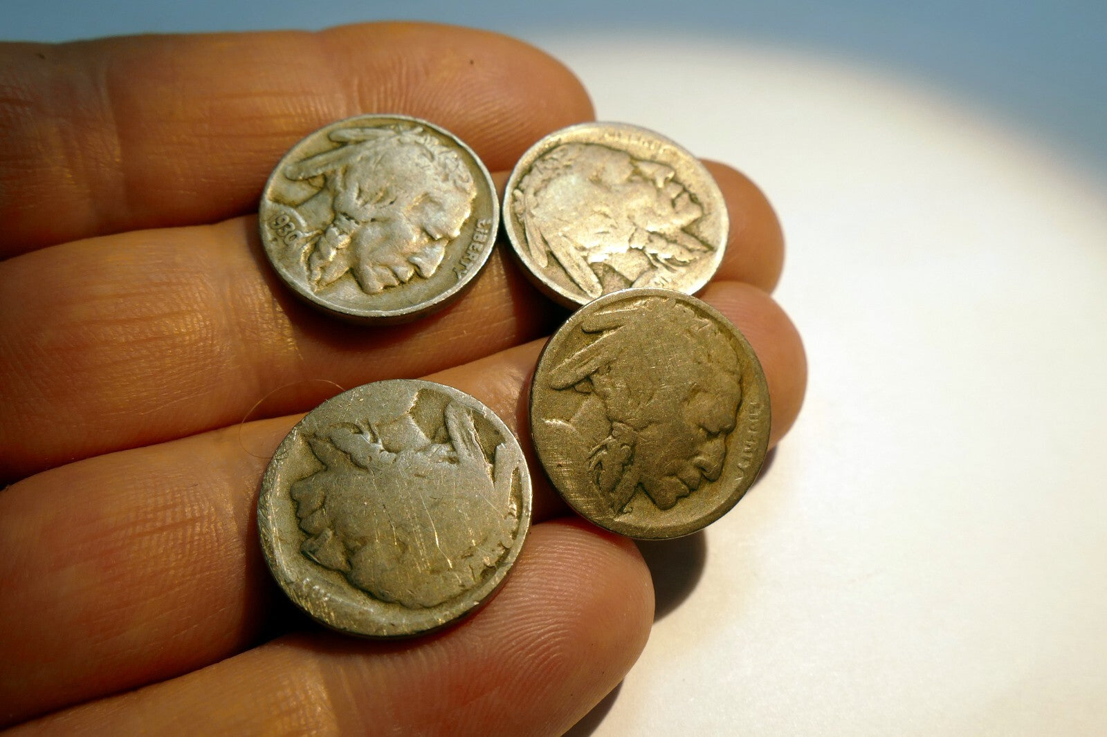 1930 US Buffalo 5c Five Cent Coin Copper Nickel lot of 4 pcs 4X