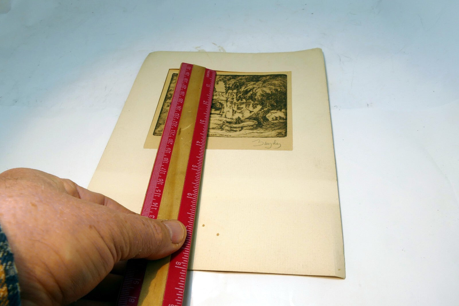 Mission Contrera de la Magdalena, Mexico Signed Etching 1900's  Stefan Bunyitay