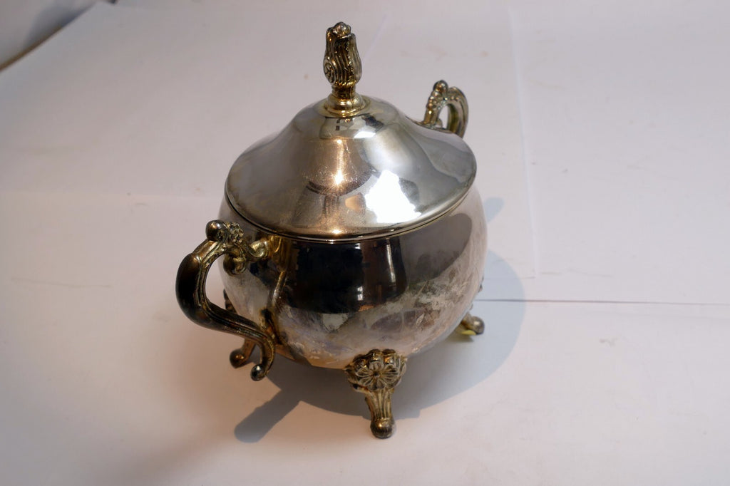 SILVER  PLATE  SUGAR BOWL with lid made in Indonesia