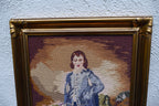 Needlepoint Thomas Gainsborough BLUE BOY Framed Wall Art ~ 24X16" large