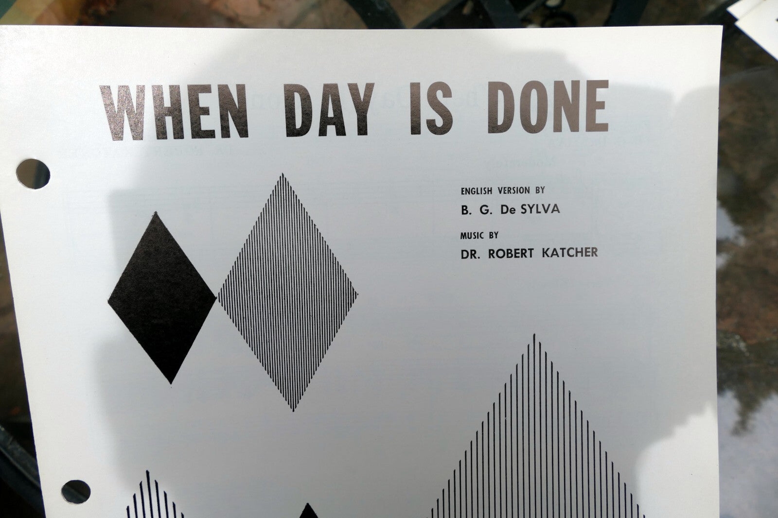 When day is done de sylva dr. robert katcher sheet music 1926