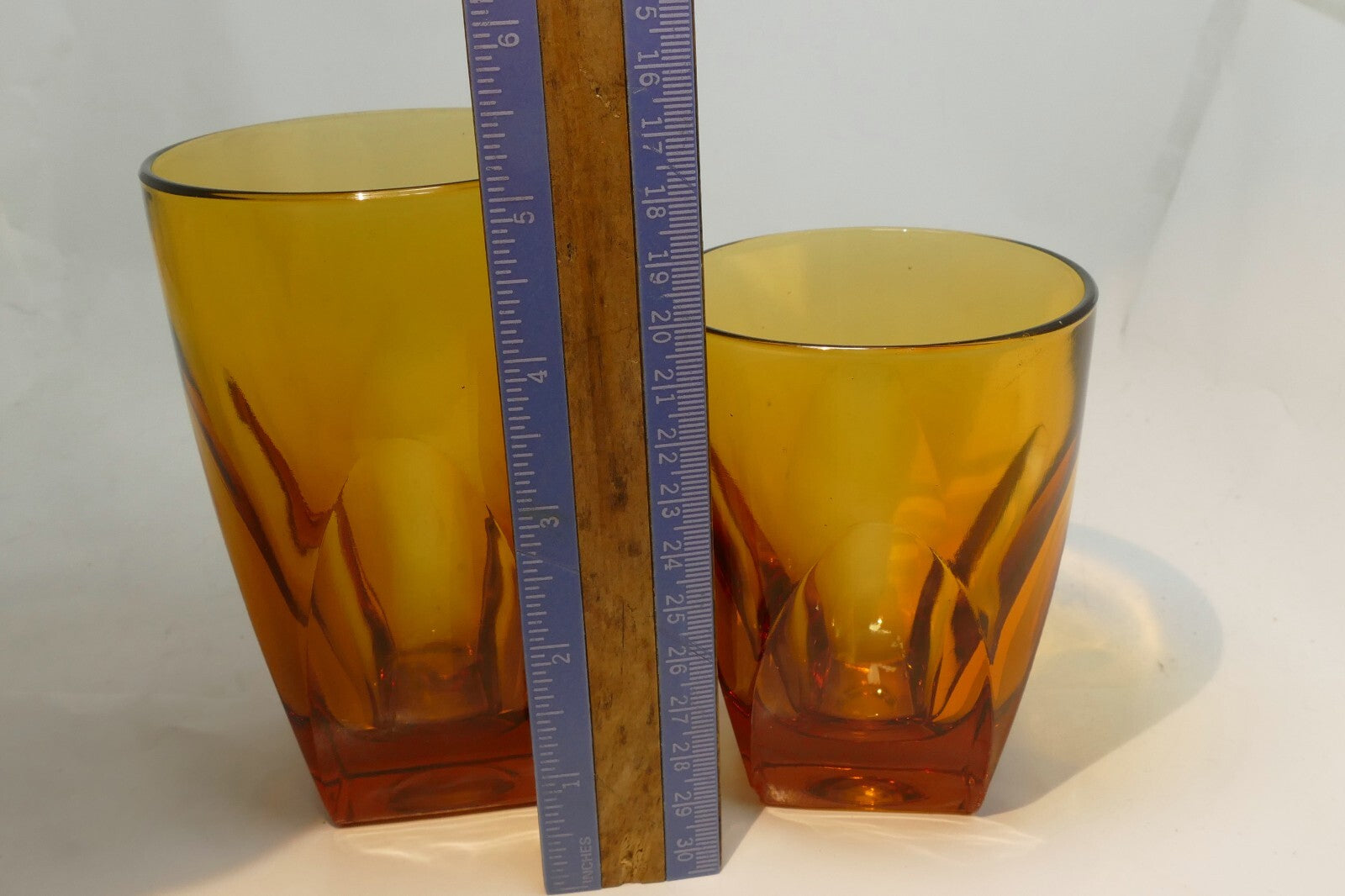 2 Vanity Amber By Colony 2-3 oz Flat Tumbler Large Whiskey Glasses