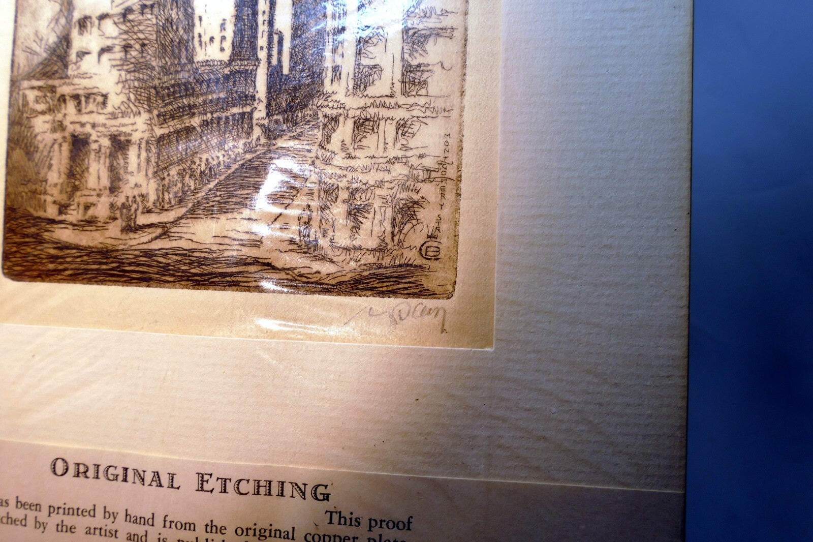 San Francisco Montgomery Street Hand Signed Etching 1900's USA Limited edition