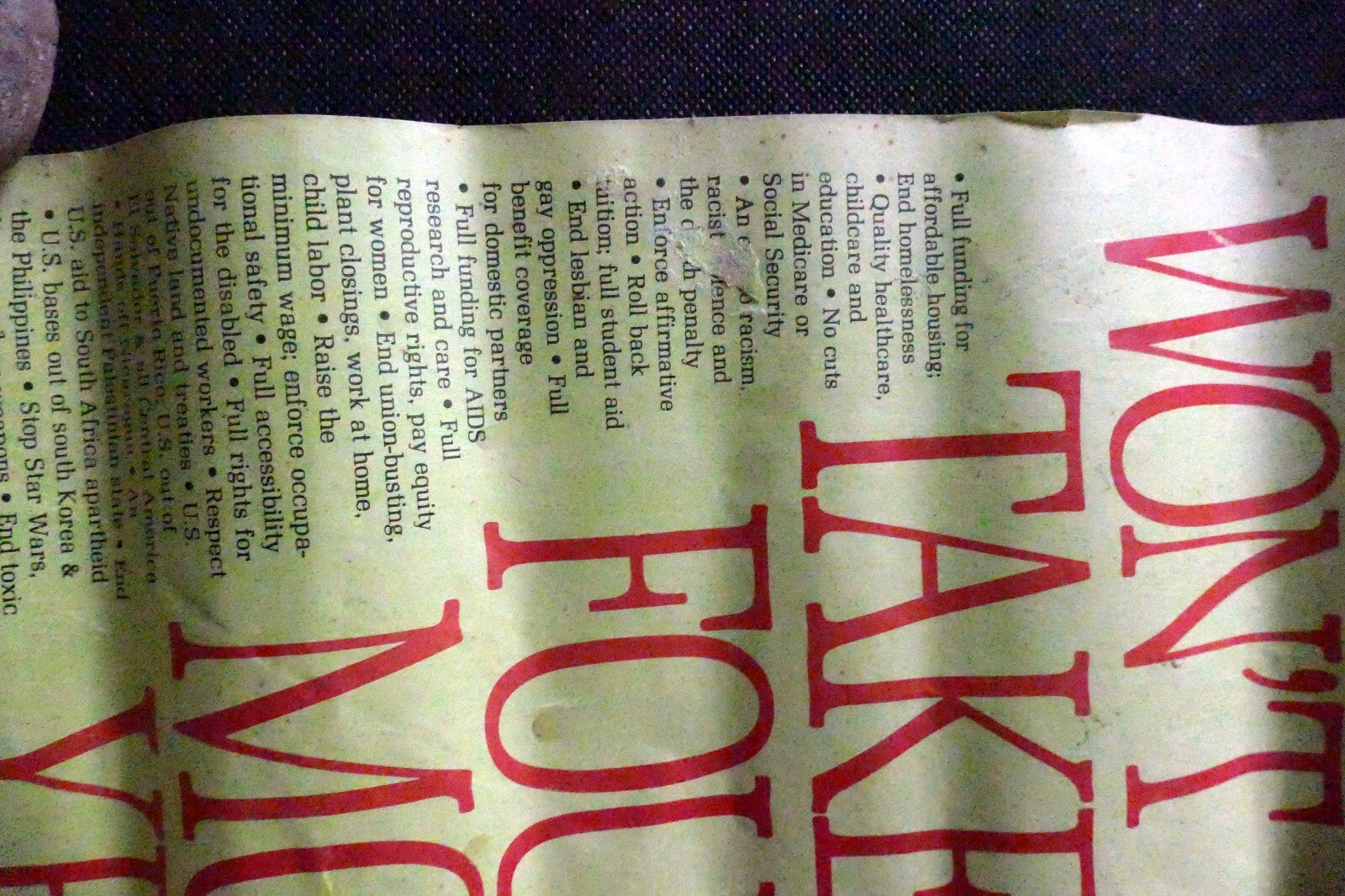 March Assembly for Peace Poster, San Francisco USA G W Bush fight 1993