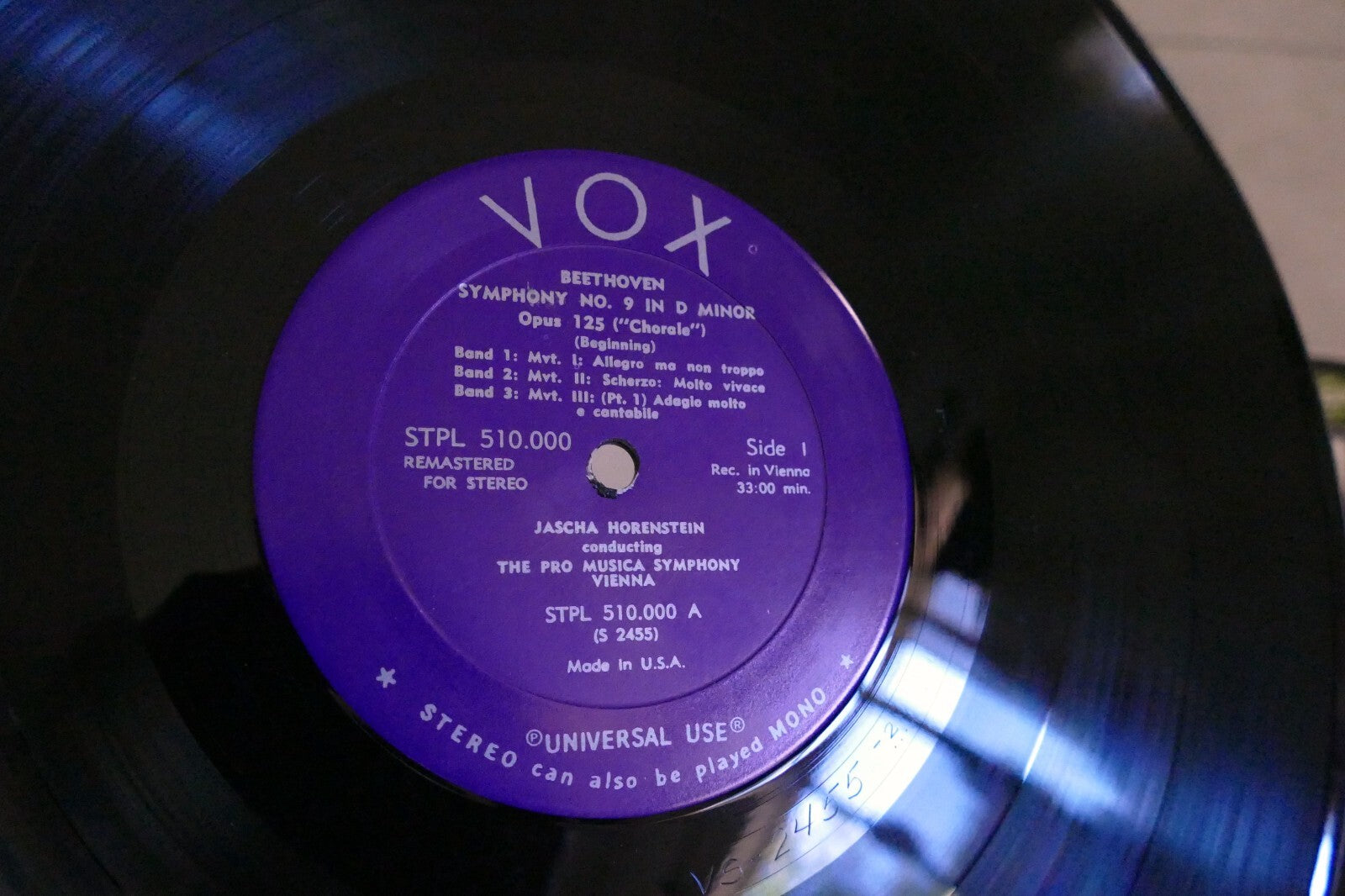 Beethoven Symphony No.9 "Choral" Jascha Horenstein LP VOX STPL 510.000 Vienna 73