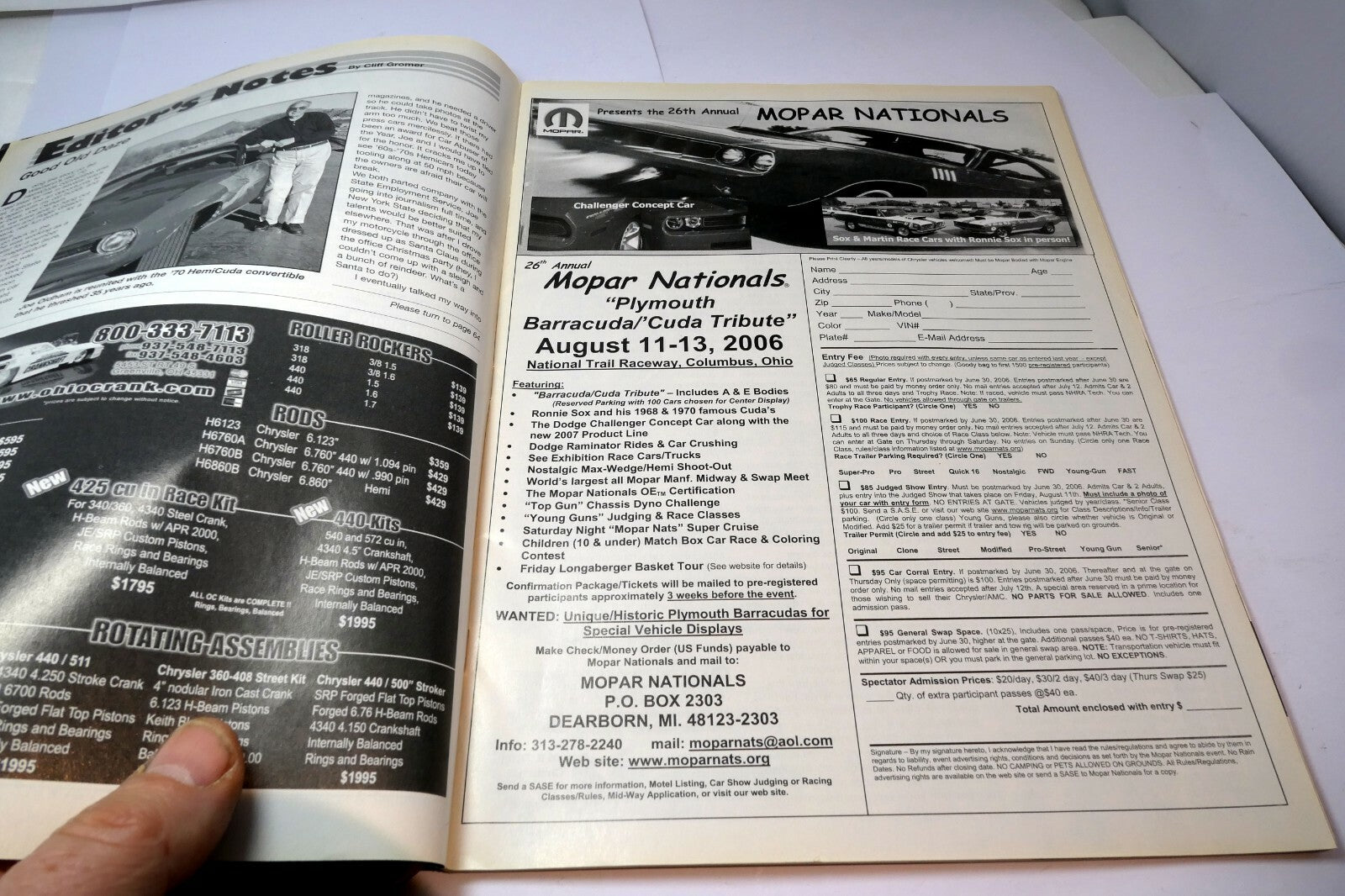 MOPAR Action Magazine Hune 2006 ' 70 HemiCuda Ragtop , Sox Shooters, Road Runner