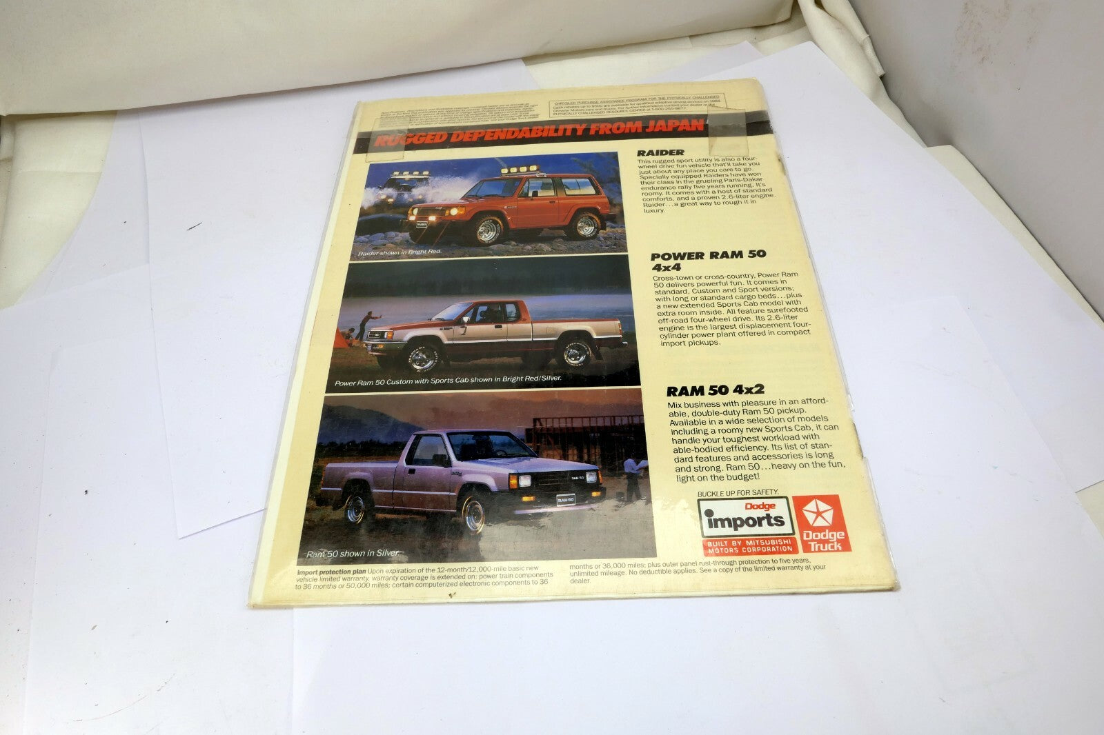 1988 Dodge Trucks  Raider RAM 50 4X4 advertisement ad from magazine clipping