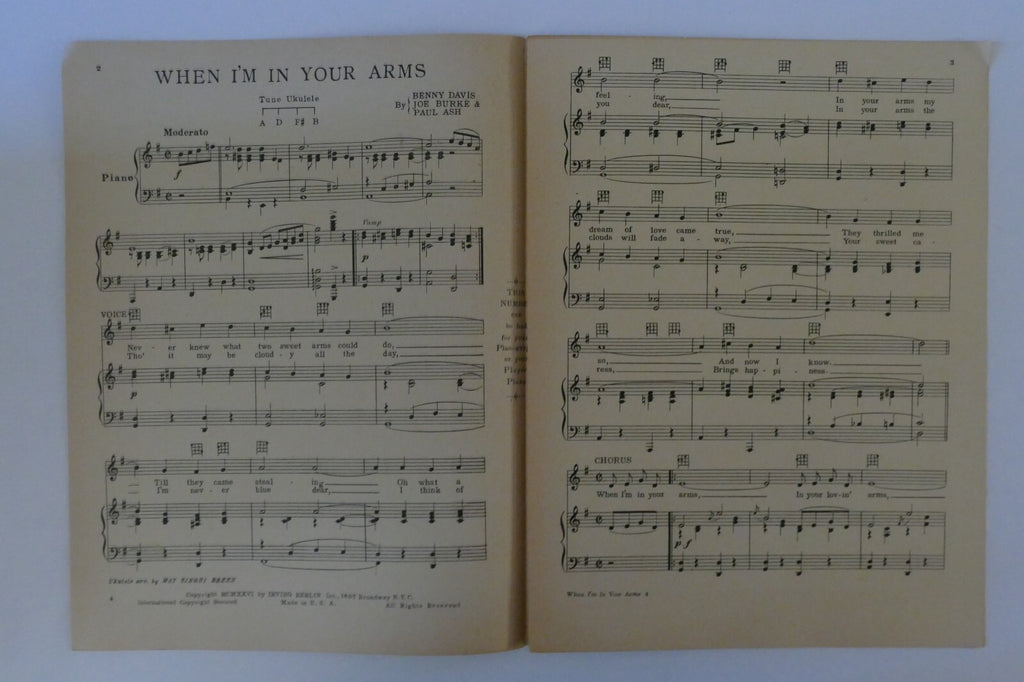 When I'm In Your Arms, 1926, by Benny Davis, Joe Burke and Paul Ash