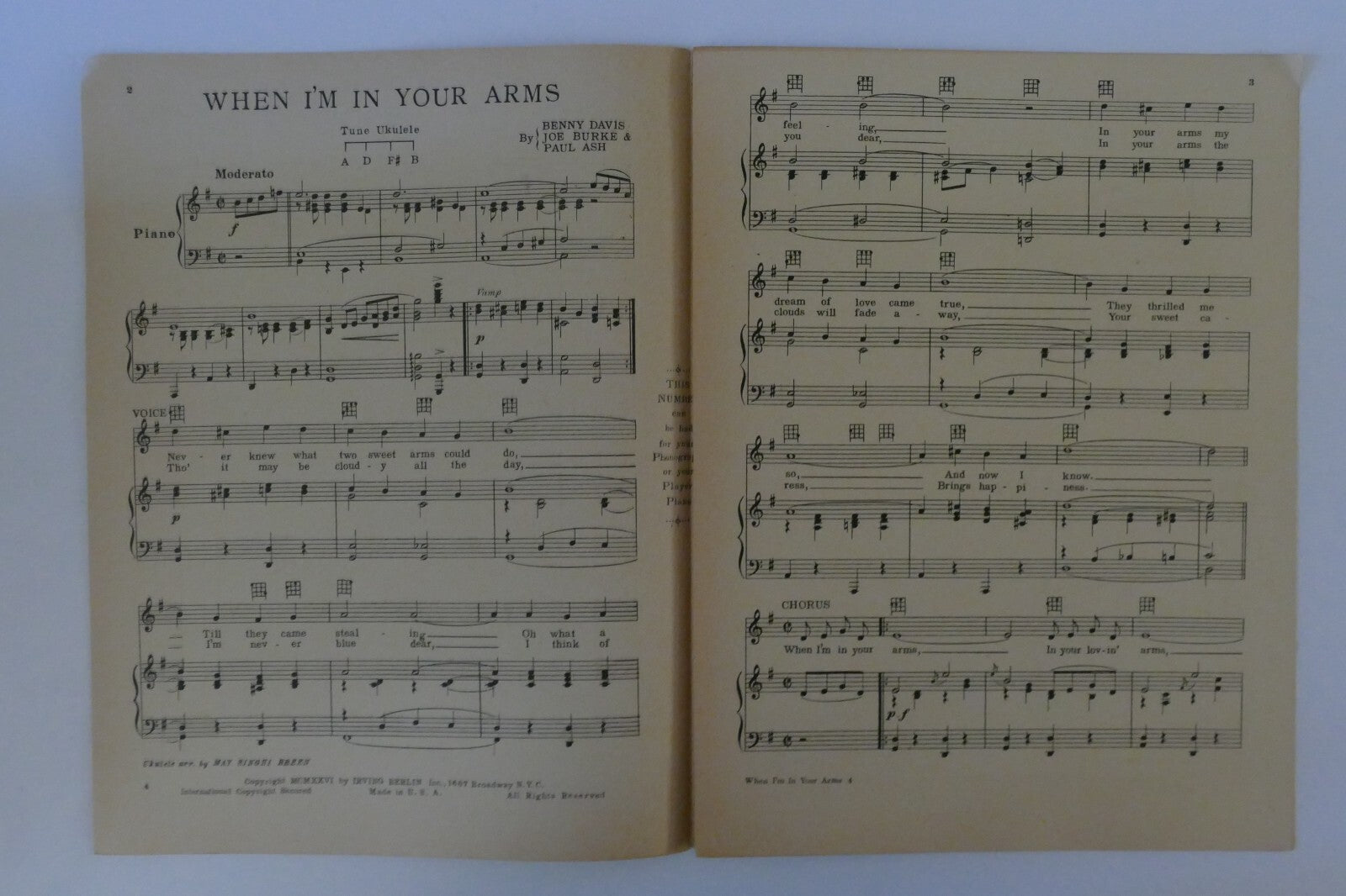 When I'm In Your Arms, 1926, by Benny Davis, Joe Burke and Paul Ash