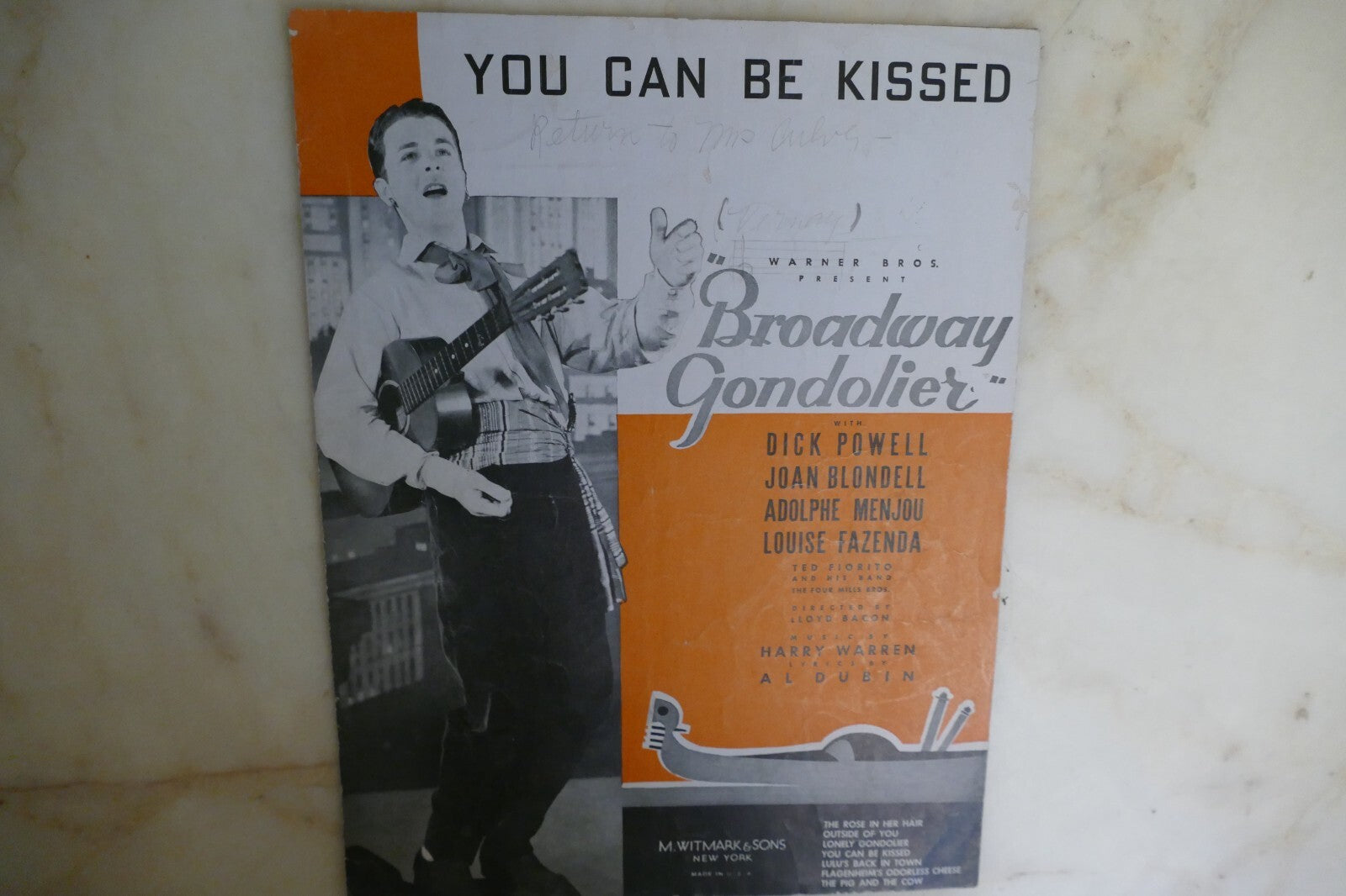 You Can Be Kissed 1935 by Harry Warren and Al Dubin from "Broadway Gondolier"