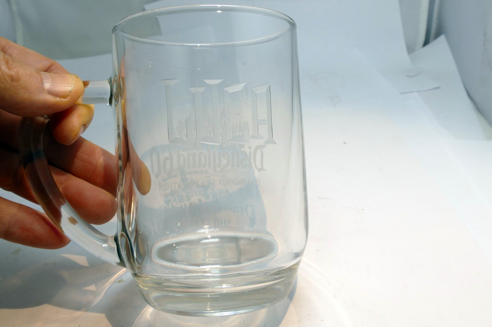 Diamond Celebration Disneyland 60th Anniversary Stein Mug Heavy Glass Disney