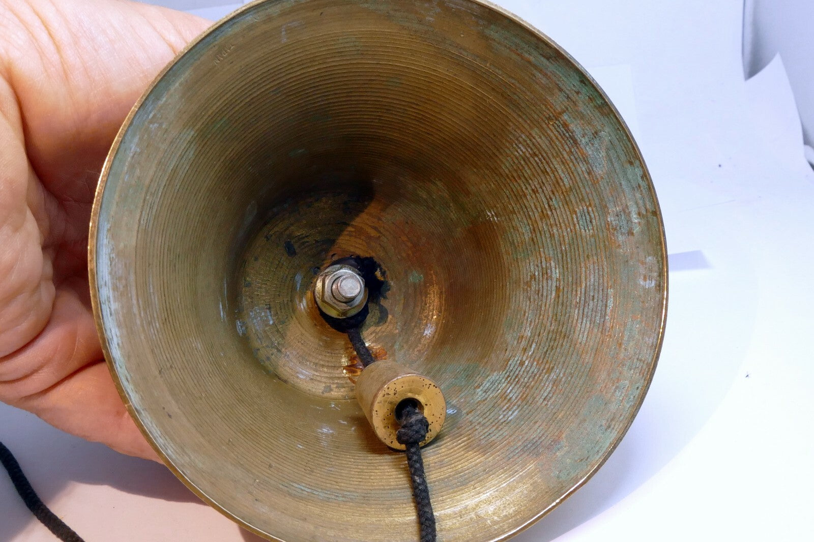 4" Solid Brass Doorbell Hanging Entry Wall Decor Vintage  missing handle 