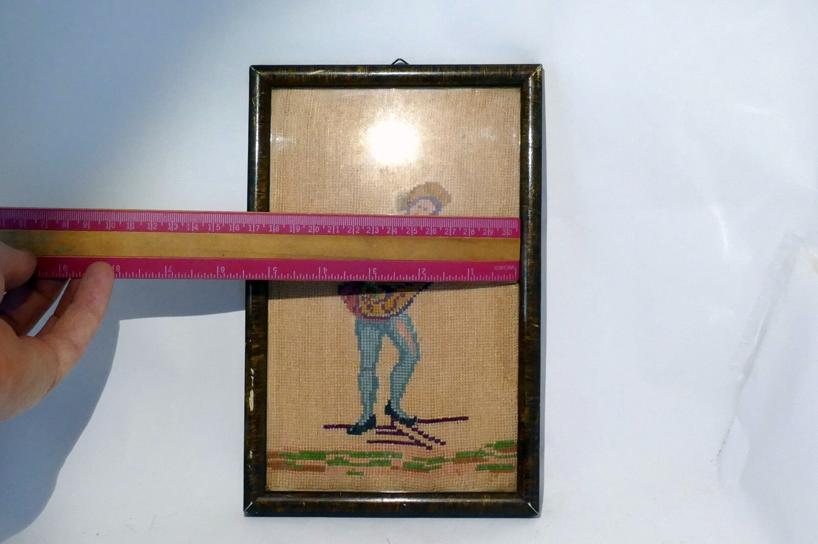 5X7" Vintage Man Playing Guitar Finished & Framed  Needlepoint