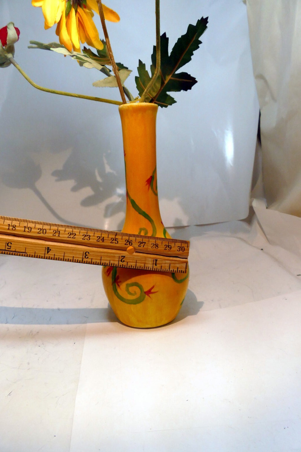 Alison 7" Yellow Glazed Vase, Flower Vase 17cm tall