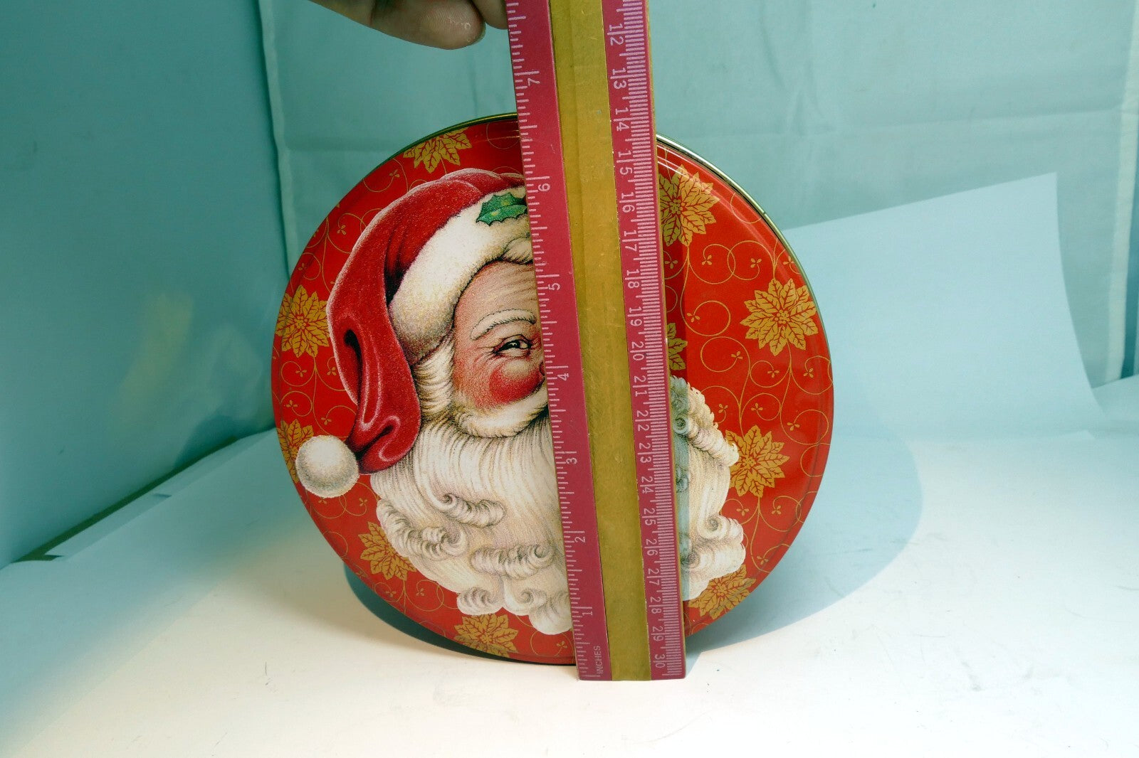 Two pack Cookies Candy Round Tin empty container Christmas eve Santa Claus smile