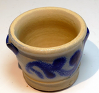 Blue ceramic tealight candle holder vintage clay pottery 2"