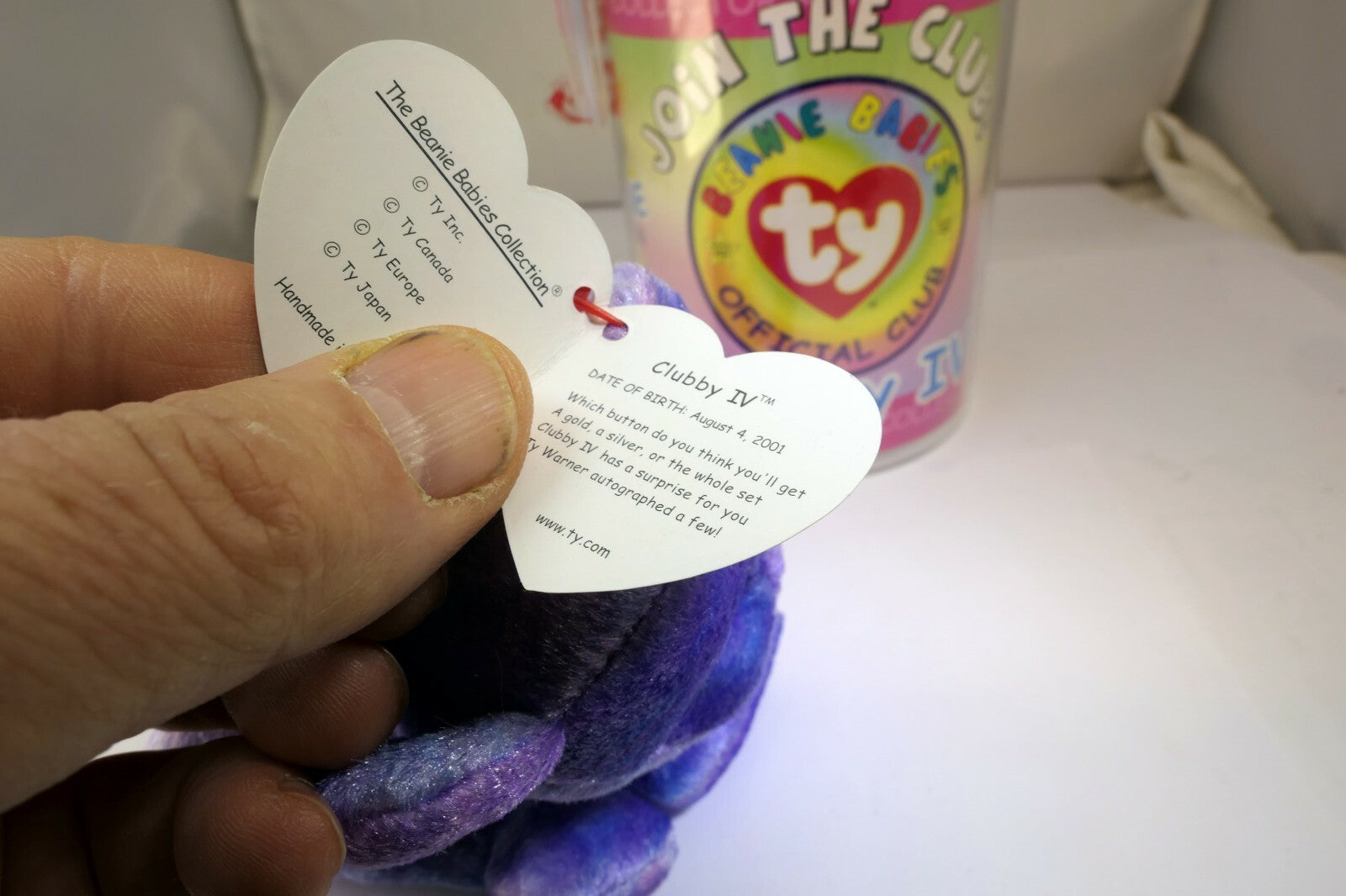 TY Beanie Babies "Clubby IV" USA 8" with Official Club button badge surprise 