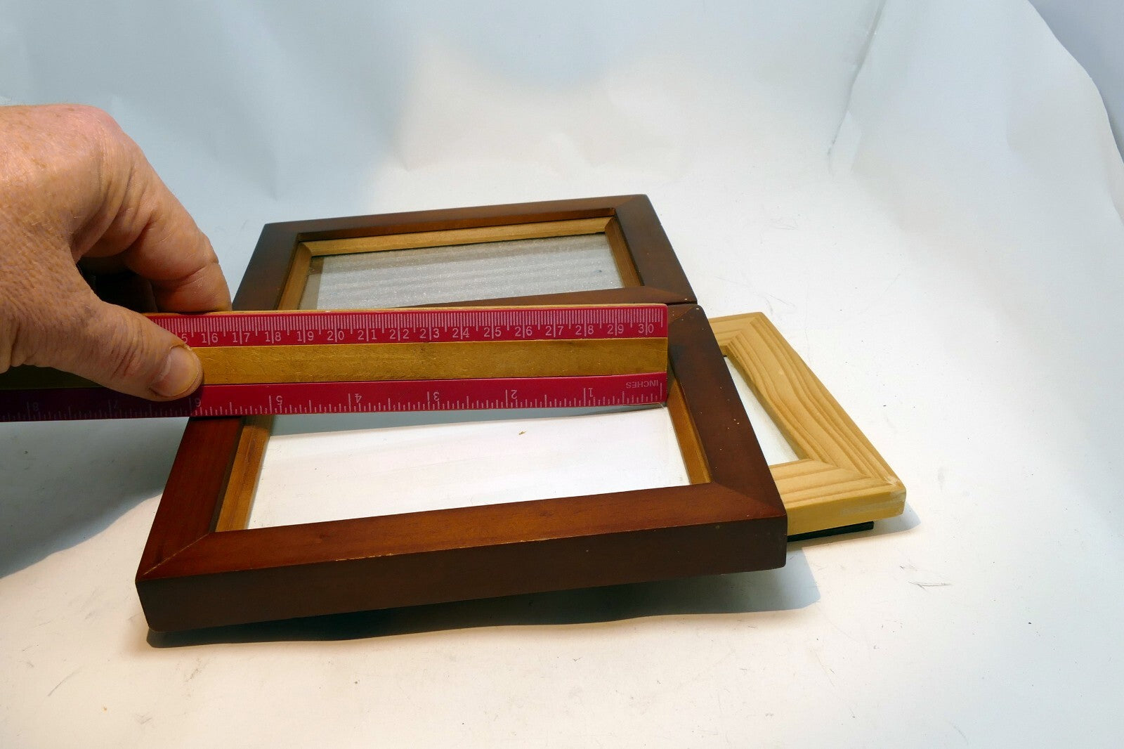 Lot of 2 Pack PICTURE FRAME SOLID WOOD Vertical w/ GLASS 6"x4" 3.4X5"