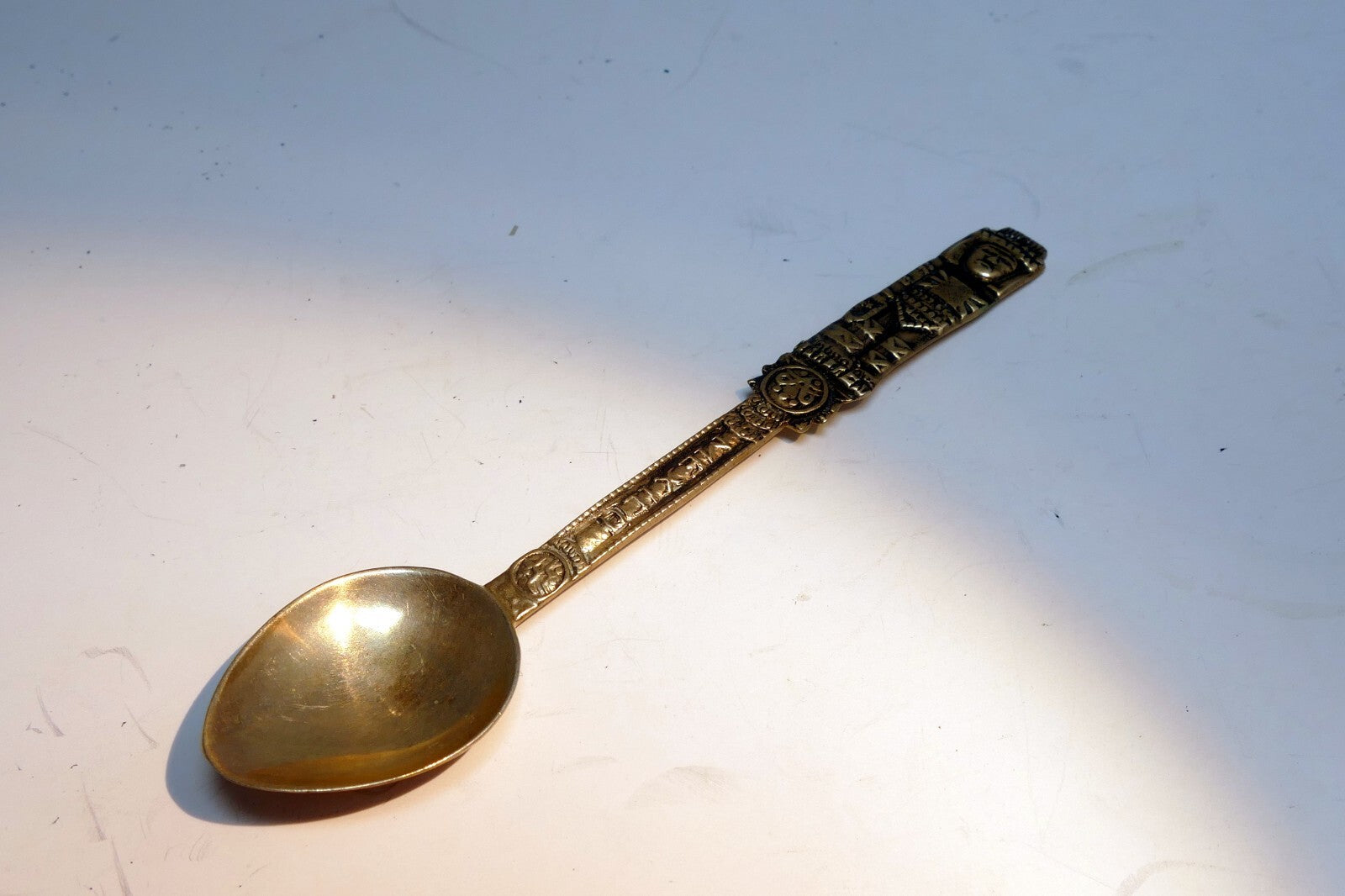 925 Sterling Silver - Aztec or Maya Tribal Warrior Spoon -  Mexico 10 gr.