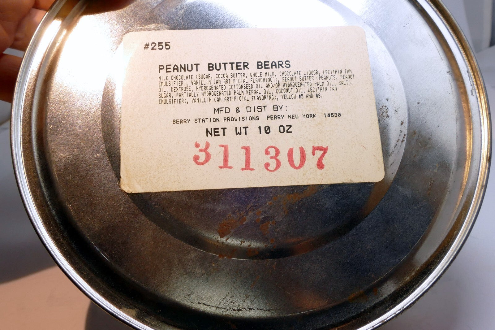 Peanut Butter Bears Round Tin empty container Christmas Eve Family sleep vintage