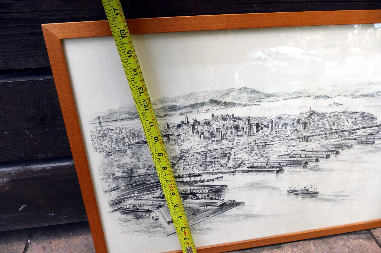 San Francisco harbor print Golden Gate Water front 1940's California USA