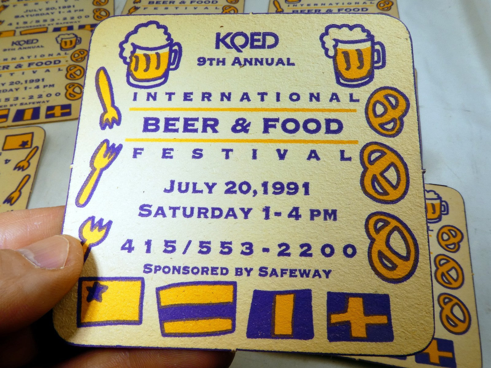 KQED Beer & Food Festival 1991 Bar Coaster Beer lot of 10