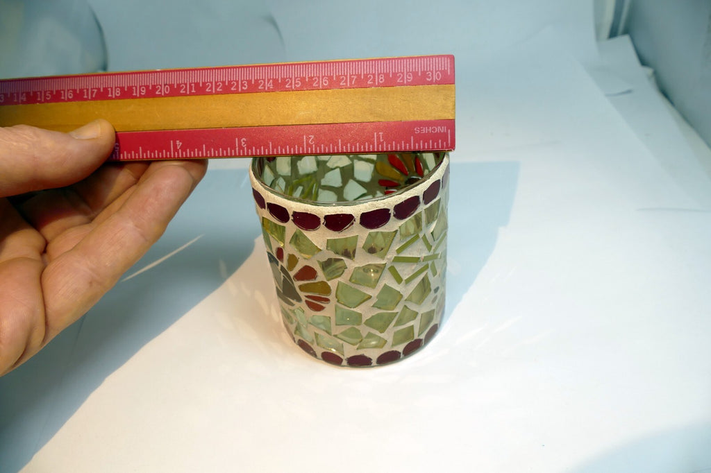 3" Glass Candle holder Red Yellow tealight hand made colorful Turkey bird