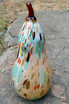 Empoli Maestri Vetrai Mottled Confetti Art Glass PEAR Fruit  Yellow Blue Brown
