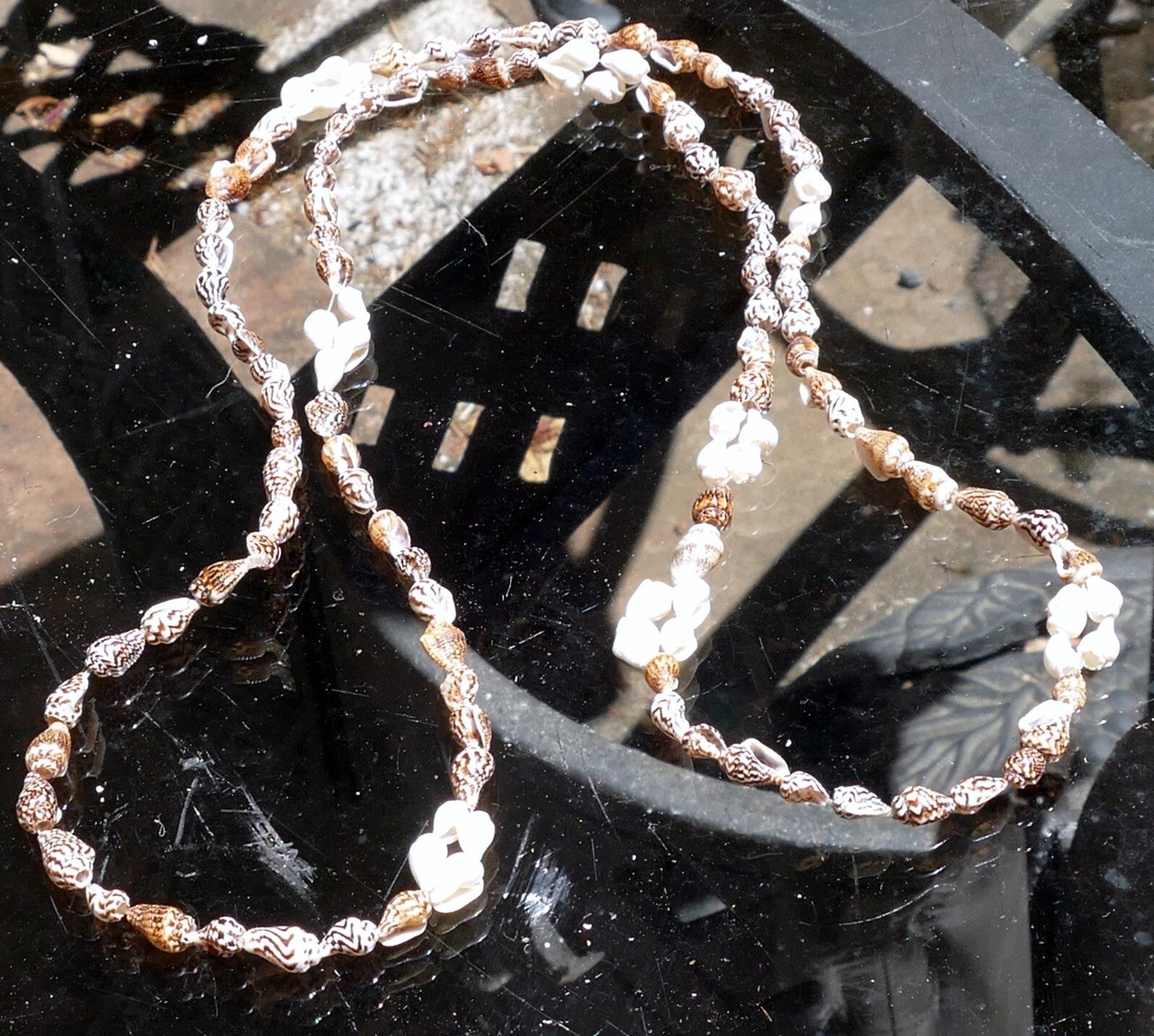 Cowrie Shell 16" Necklace Lei Jewelry Boho Surfer Brown ocean pacific Hawaii