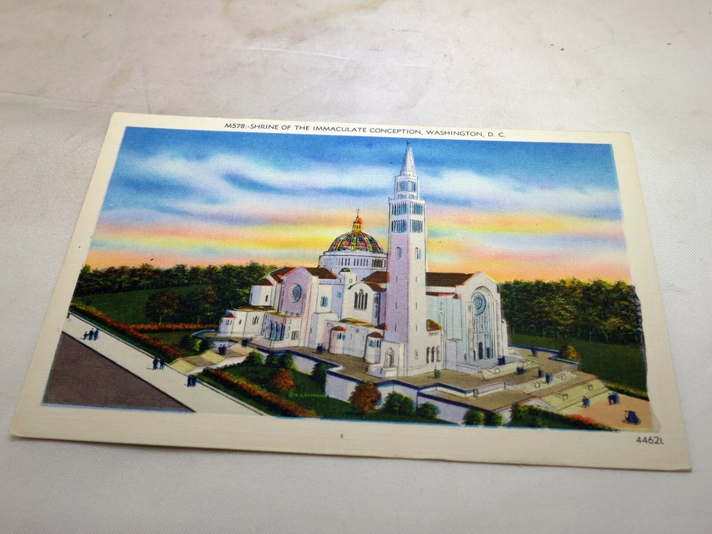 Post Card Shrine of the Immaculate Conception Washington DC Linen 1940's