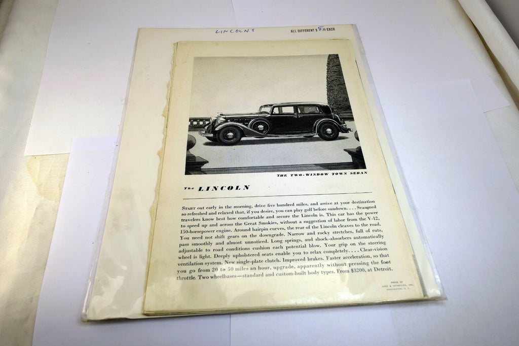 V-12 Lincoln Town Sedan 1932 Magazine clippings advertisement $3200 at Detroit